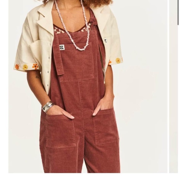 Lucy and Yak Corduroy Dungarees - Ash Pink - Picture 2 of 5